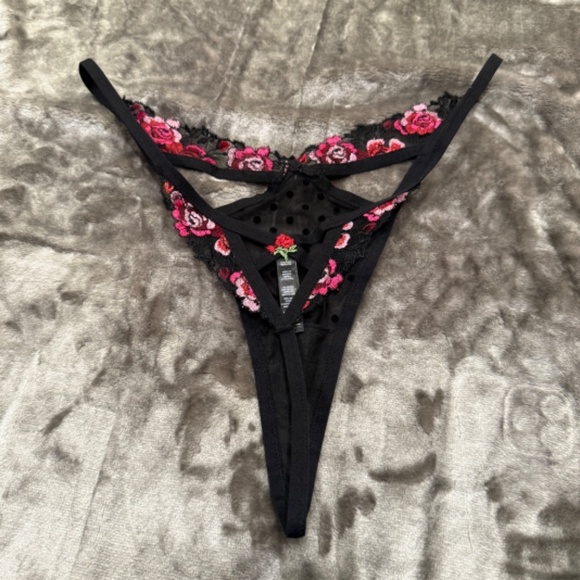 New! For Love and Lemons Rosy Luella Lace floral dot Panty black 31292 - Picture 8 of 12